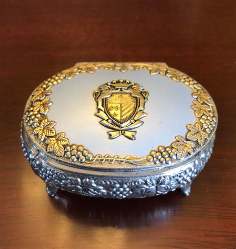 small metal antique box with coat of arms|Small Arms Box .